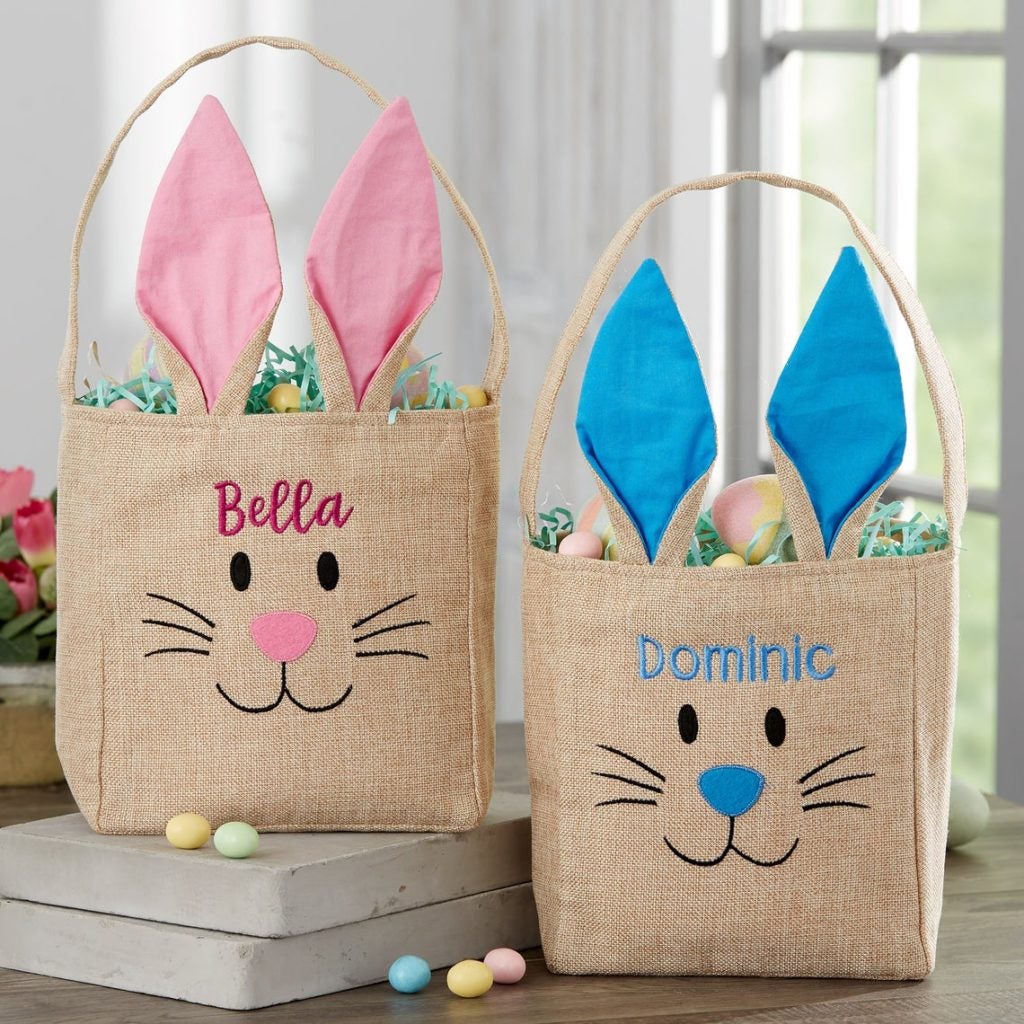 Easter Bunny Bags with Ears Jute Cotton Tote Bag for Easter Egg Hunting Touch of Homemade Fashion Boutique and MORE